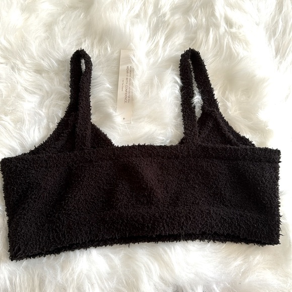 CULPOS X INC Fuzzy Bra Bralette Black Lounge Sleep Wear Sz L  NWT - Picture 3 of 3